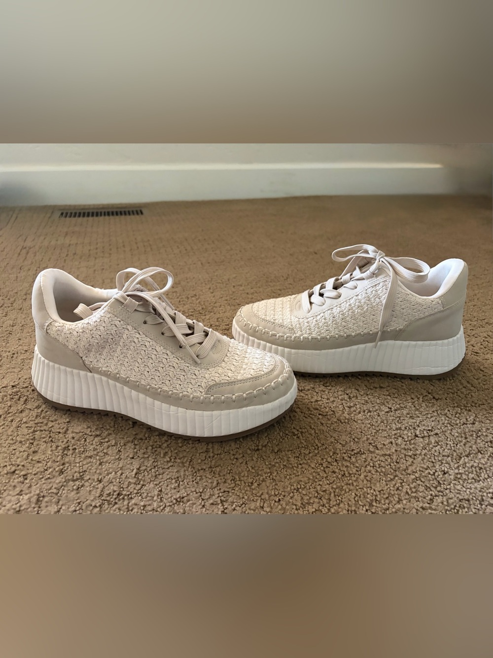 DV by Dolce Vita Cream Woven Platform Sneakers